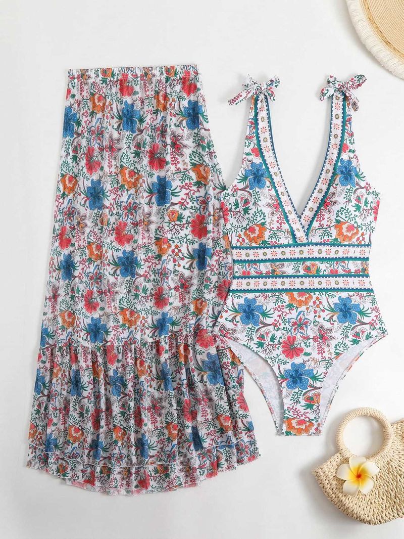 Maillot de bain une pièce style ethnique pour femme, vêtements de plage, source chaude_voghion.com