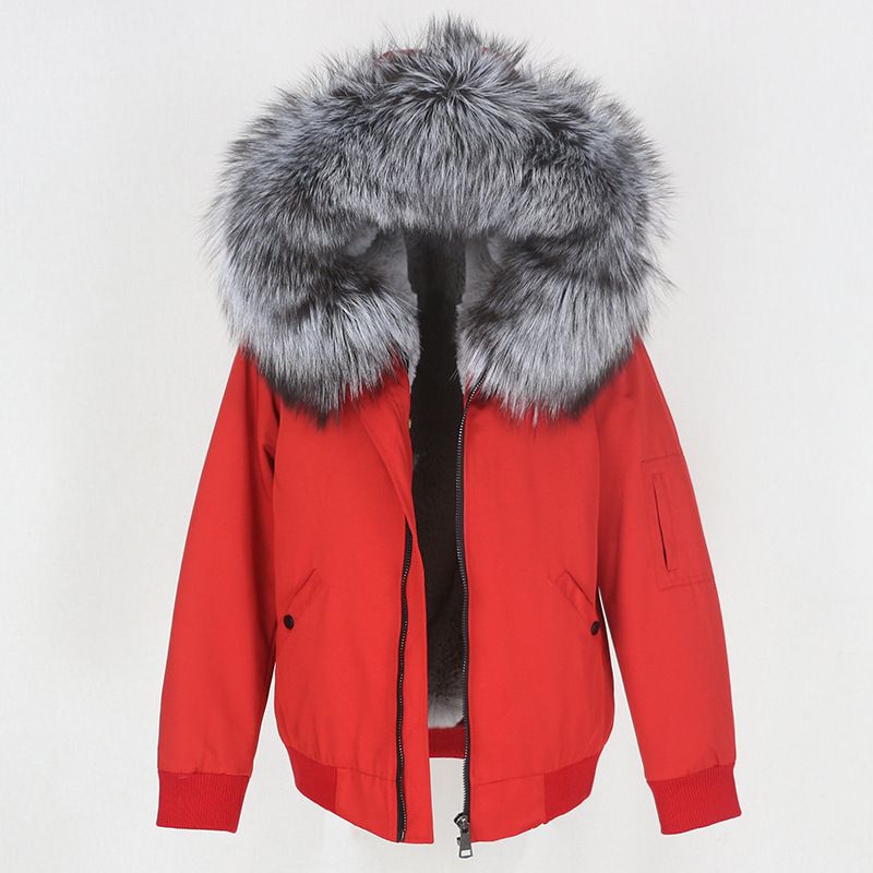 Abbigliamento donna nuovo parka con fodera in pelliccia artificiale ispessita, giacca con collo in pelliccia di volpe vera staccabile, cappotto di pelliccia_voghion.com