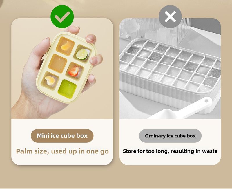 1/4/8PCS Push Ice Cube Mould Ice Compartment Mini Summer Ice Mould Ice Storage Box Home Square Silicone Ice Cube Mould With Lid_voghion.com