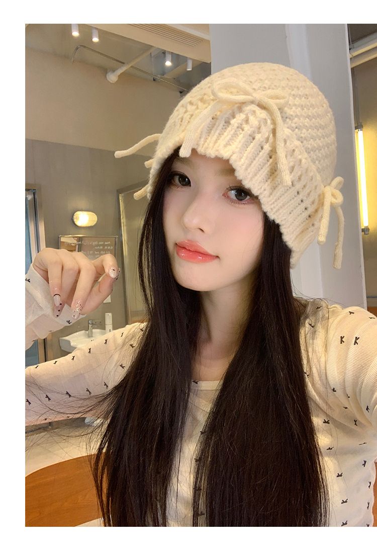 Versione coreana di un simpatico papillon a forma di pescatore per bambini, versatile, dolce atmosfera, viso piccolo, filato lavorato a maglia_voghion.com