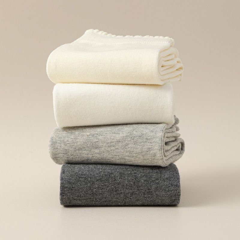 Women's Ruffle Casual Socks, 2025 New Autumn And Winter Mid Ins Style Trendy Breathable Solid Color Cotton, Seamless_voghion.com