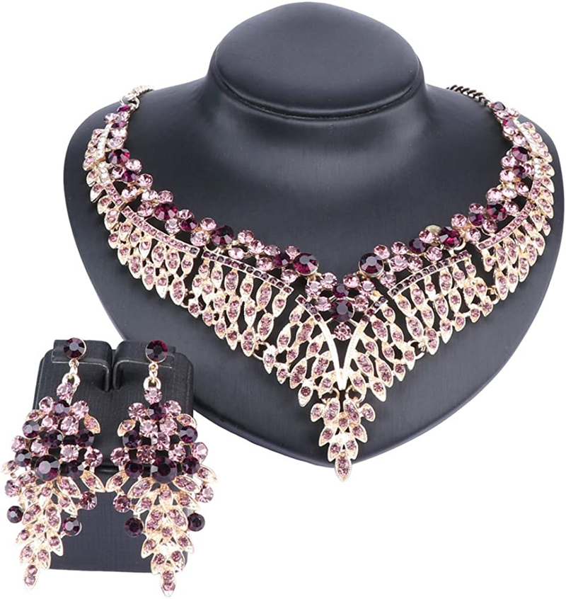 Set di gioielli da donna con strass da sposa in cristallo con strass_voghion.com