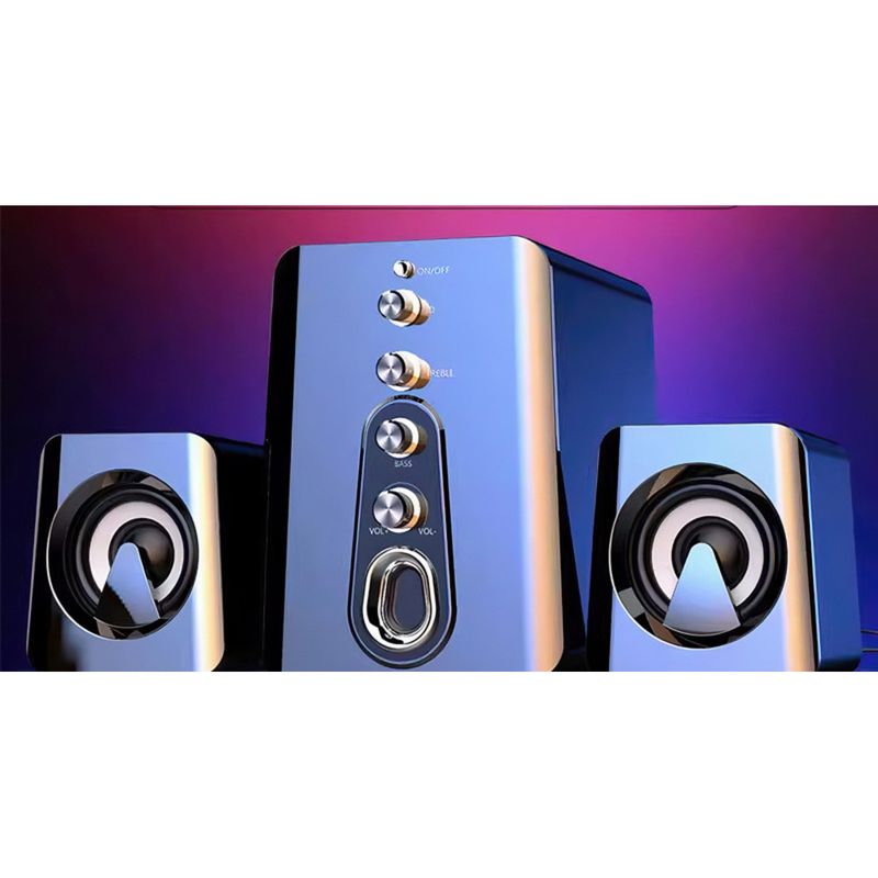 Barra de sonido Bluetooth pequeña con cable: altavoz multimedia de graves potentes para ordenadores de escritorio y portátiles, diseño compacto_voghion.com