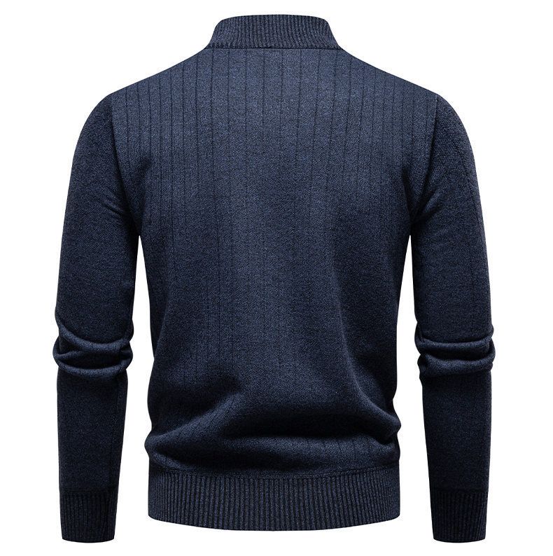 Herren Winter Strickpullover Jacke mit Stehkragen & Fleecefutter – Stylischer Casual Pullover für urbane Mode_voghion.com
