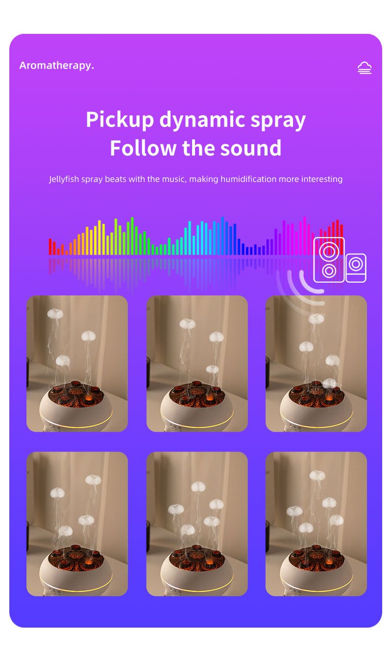 Dynamischer Quallen-Luftbefeuchter, 250 Ml, Diffusor Für Ätherische Öle, Fernbedienung, Schlafzimmer-Luftbefeuchter Mit 7 Bunten Nachtlichtern_voghion.com