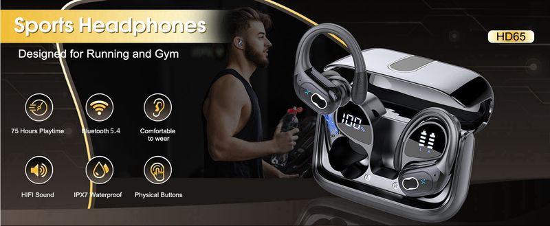 Original GDLYL HD65 TWS Bluetooth V5.4 Kopfhörer Kabellos LED Digitalanzeige Ohrhörer Rauschunterdrückung Wasserdicht_voghion.com