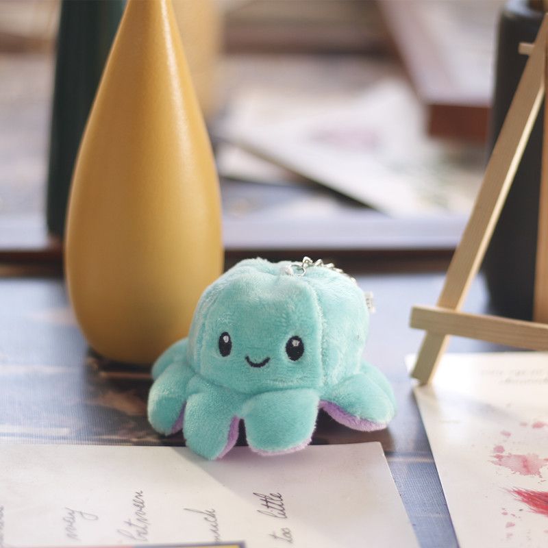 Octopus Reversible Adorable Mini Plush Keychain Cute Soft Charm Toy Bag_voghion.com