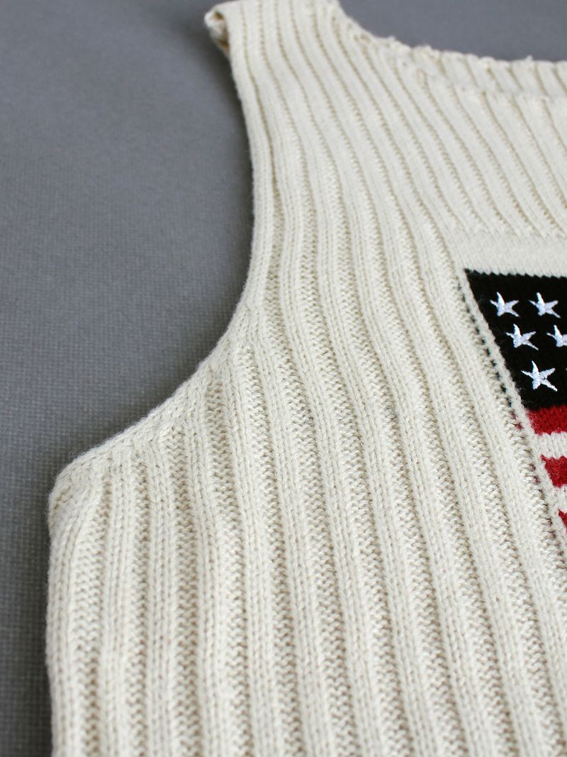 Pull tricoté pour femme, haut avec drapeau de l'indépendance américaine, gilet d'été_voghion.com