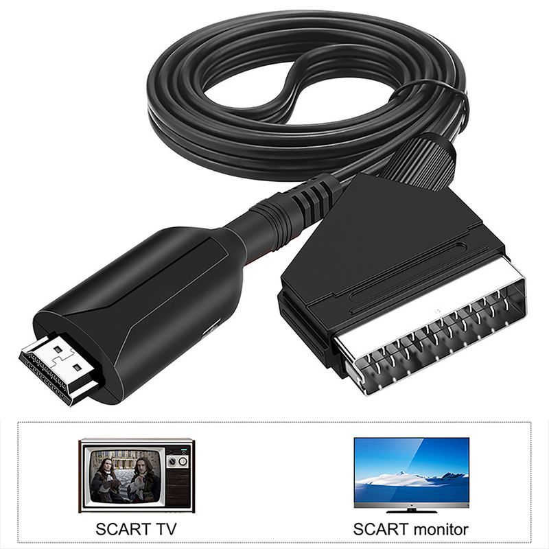 Xinweiqing Video Audio Adapter Mini High Resolution HDMI-compatible to Scart AV Signal Converter with USB Cable for DVD Player_voghion.com