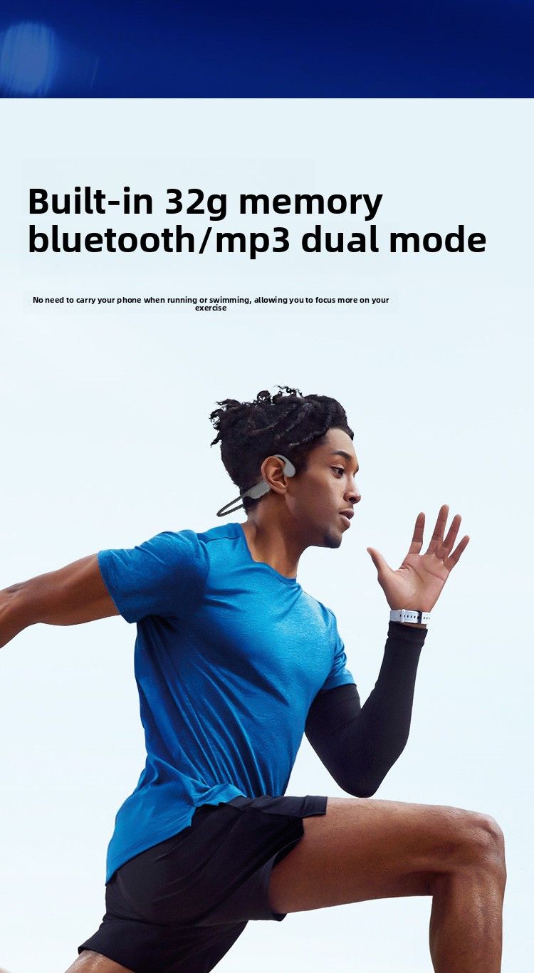 Cross-Border X21 Bone Conduction Headphones With Built-in Memory Long Battery Life For Music Listening, Sports, And Swimming IPX68 Water-Resistant Blu_voghion.com