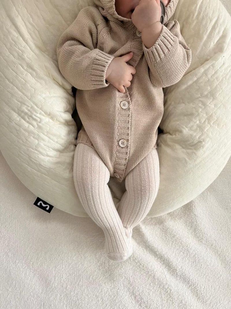 Alyce-xiyue1baobao 25 Lente Nieuwe Koreaanse Versie Romper Ins Stijl Berenontwerp Kindergebreide Trui Baby Jumpsuit_voghion.com