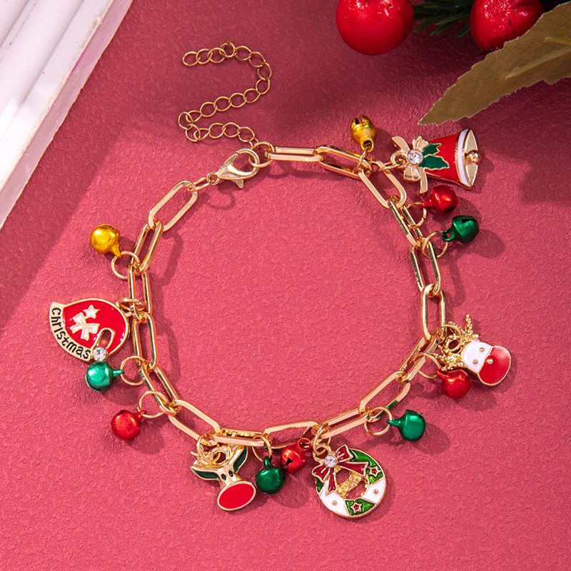 Bracelets à maillons et chaîne en argile souple en alliage avec sapin de Noël et élan mignons_voghion.com