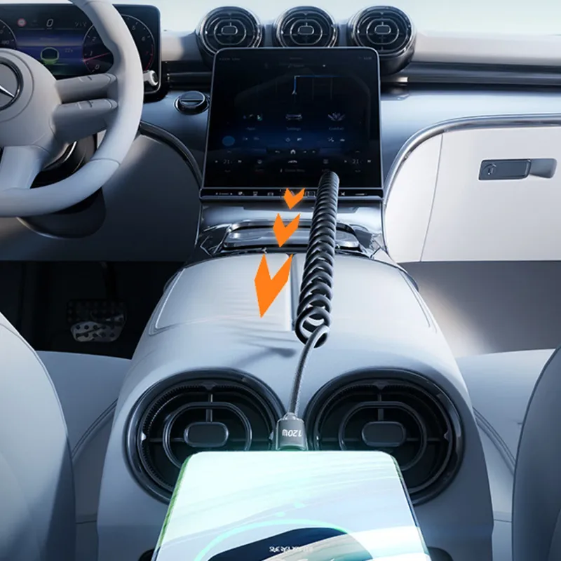 120W To Tipe C Fast Charge Spring Cable Telescopic Charging Car Phone Charger Data Cord For IPhone Samsung Mi USB Cables_voghion.com