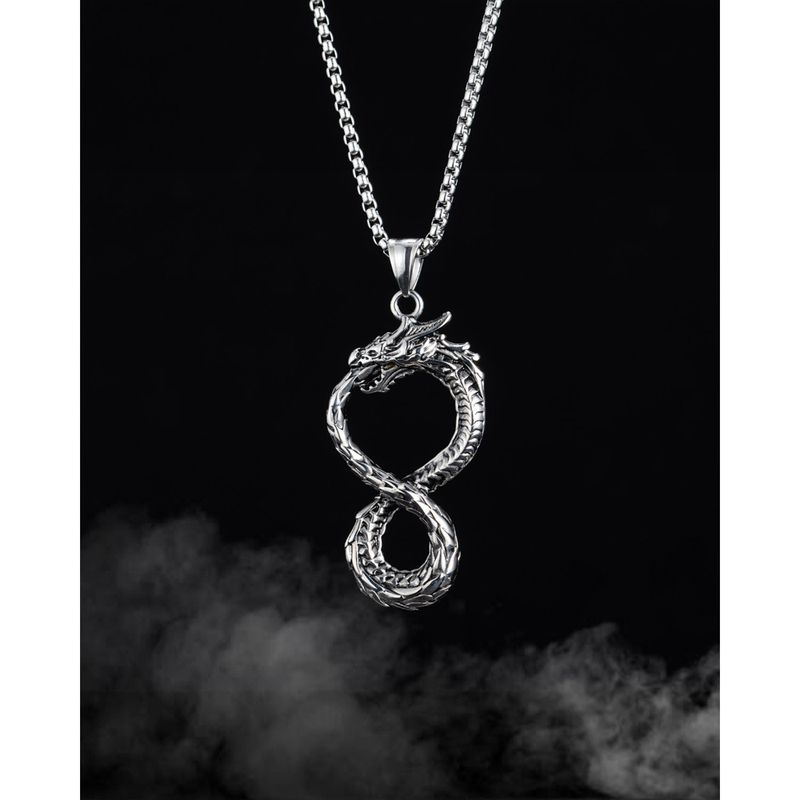 Infinity Symbol Dragon Necklace Personalized Titanium Steel Pendant_voghion.com