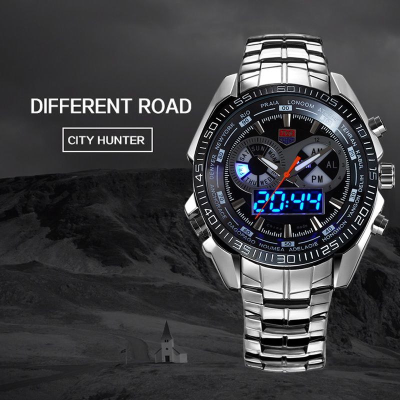 Men's Watches Men's Sports Double-display Electronic Watch Alarm Clock Luminous Shi Ying Waterproof Watch_voghion.com