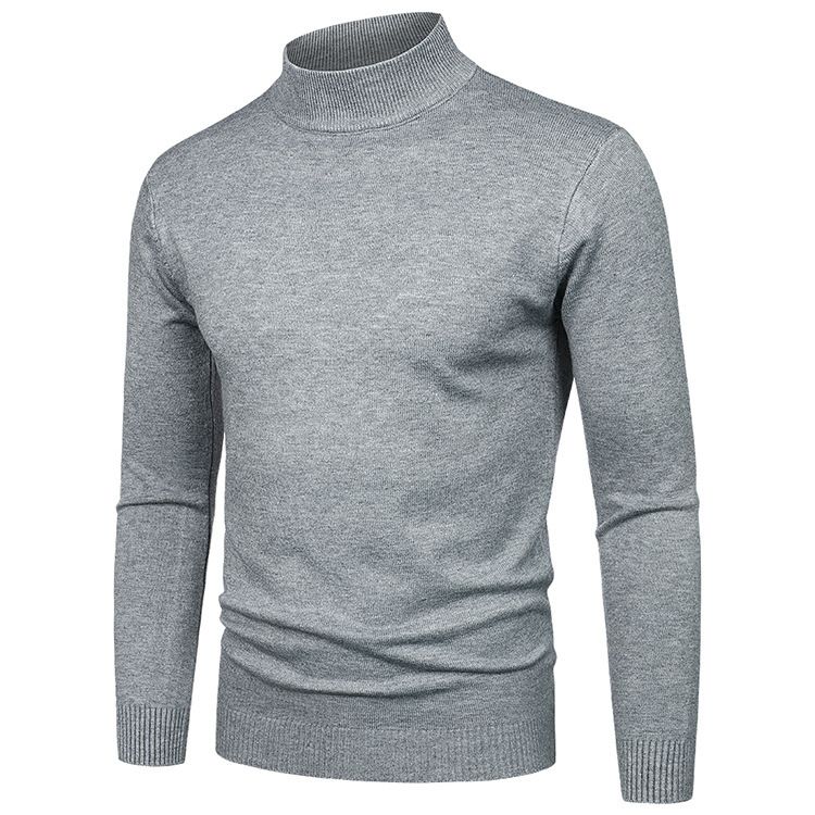Einfarbiger Pullover für Herren mit Laufvolumen, halber Rollkragenpullover, Einheitsgröße, langärmeliges Pullover-Bottom-Shirt_voghion.com