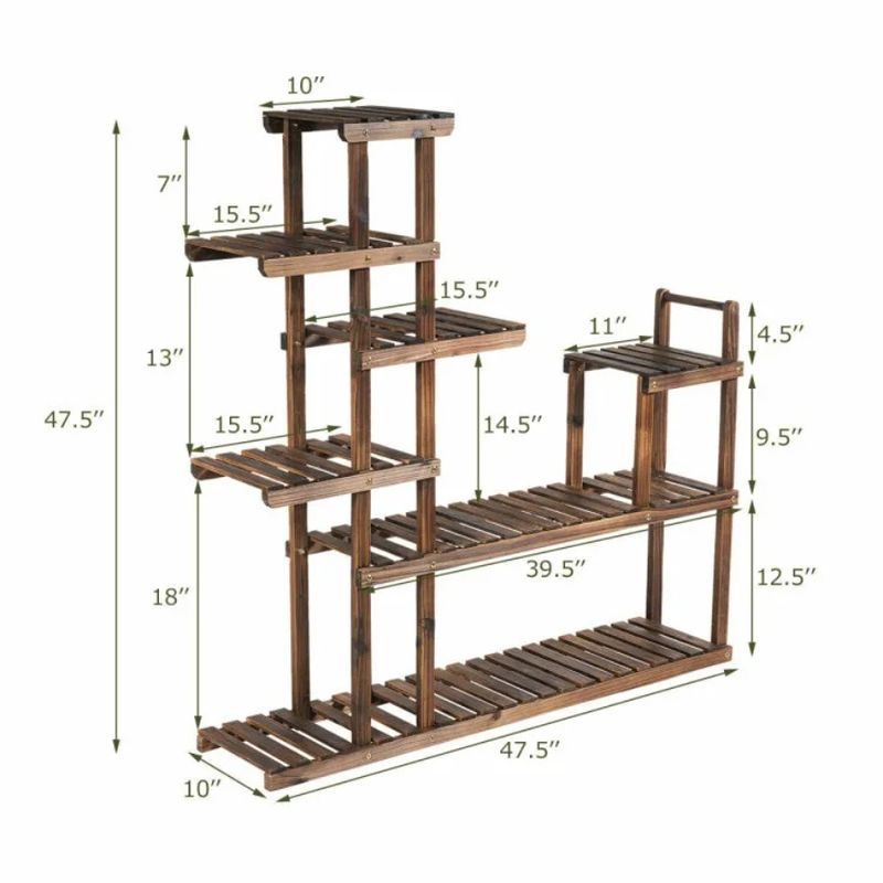 Plant Flower 7-Tier Display Stand Shelf Rack Wood Storage_voghion.com