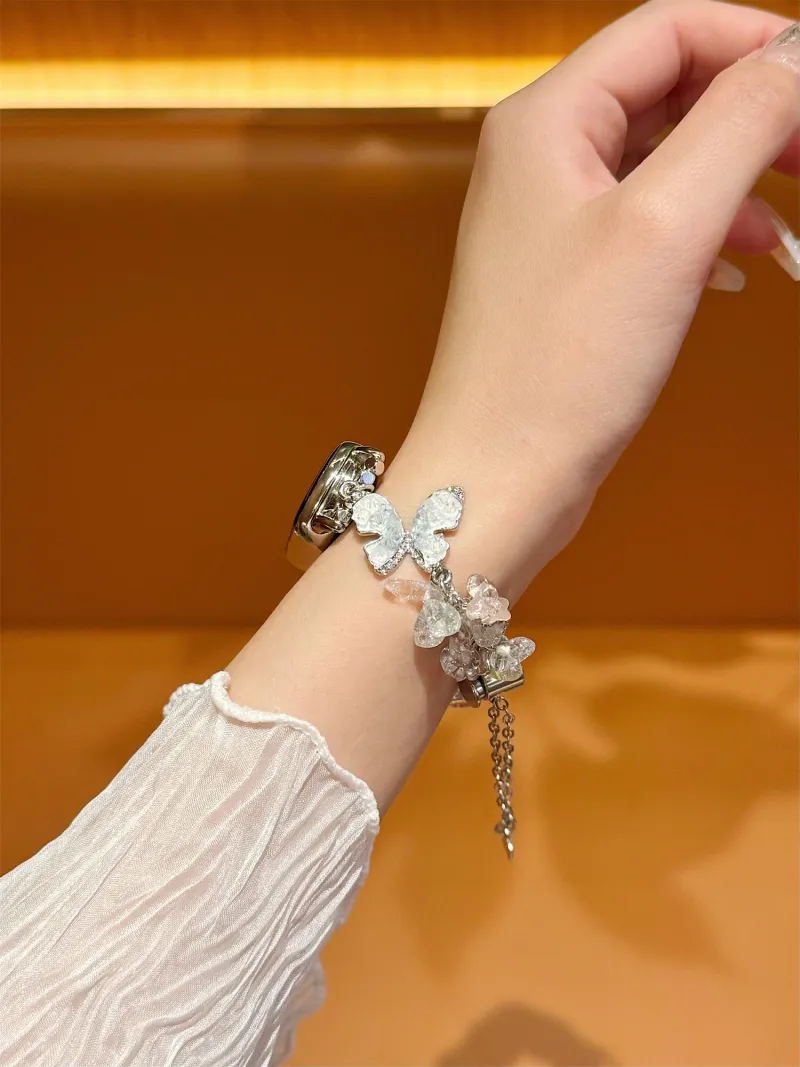 Klokkebånd for Xiaomi Band 8 7 8Pro 7Pro 6 5 4 3 Butterfly Crystal Temperament Armbånd Klokkerem_voghion.com