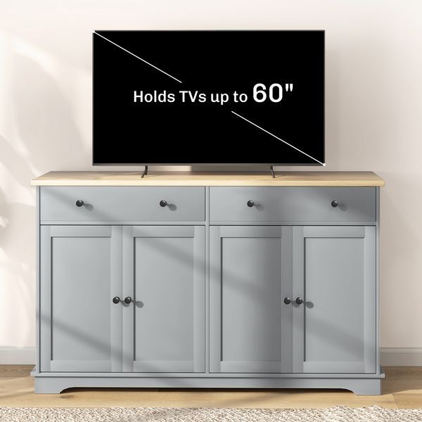 HOMCOM Modern Sideboard, Buffet Cabinet With Storage Drawers, Adjustable Shelves For Living Room, Dining Room, Entryway, Gray_voghion.com