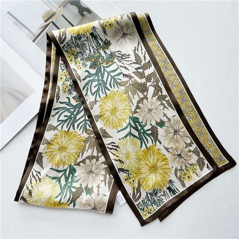 Spring New For Women, Elegant Fresh Mulberry Silk Scarf, Thin And Long Double-layer Double-sided Neck Scarf With Ribbon_voghion.com