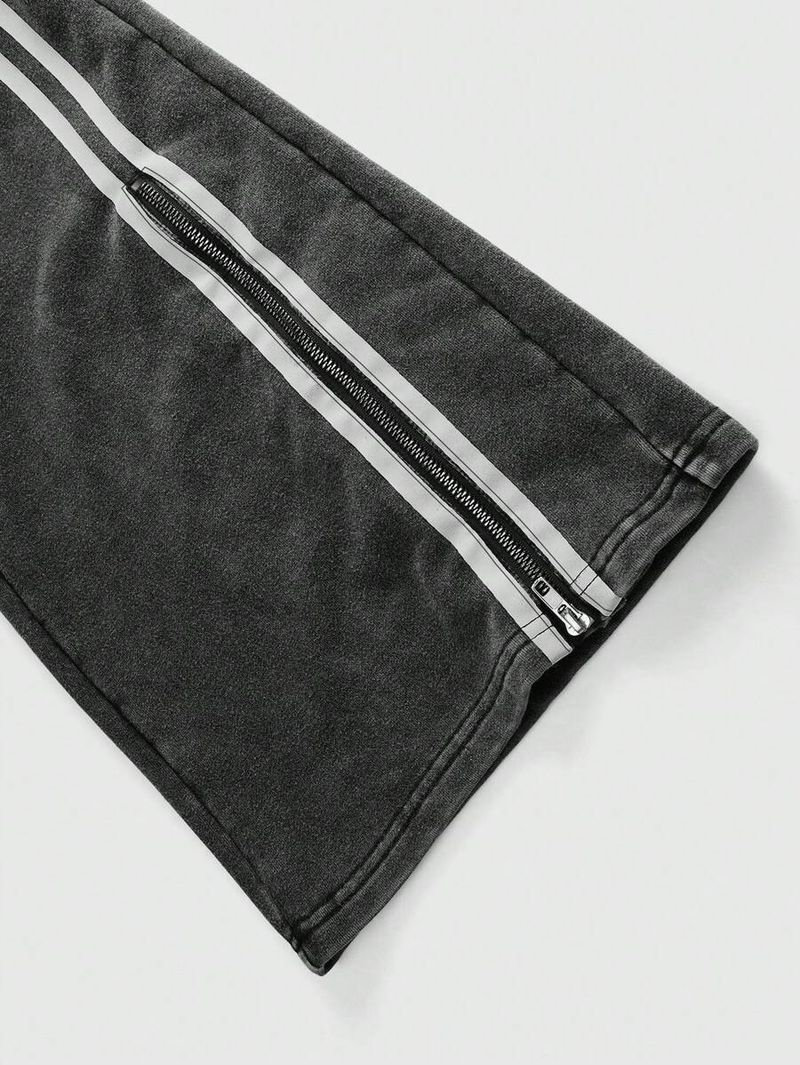 Unisex streetwearbroek - Oversized joggingbroek met hoge taille en wijde pijpen, print en patchwork, casual broek van 50-70% katoen voor heren/dames_voghion.com