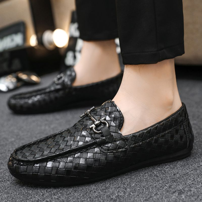 Mocassins de primavera Beanbean um pé masculino preguiçoso dirigindo tamanho grande maré transfronteiriça sapatos de couro brilhante_voghion.com