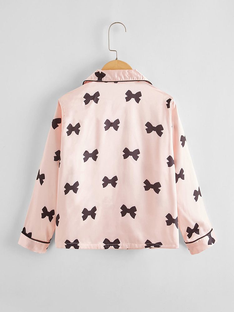 Kinder Pyjama Set Herbst Nachahmung Seide Farbe Ding Langarm Mädchen Homewear Zwei-stück kinder Anzug_voghion.com