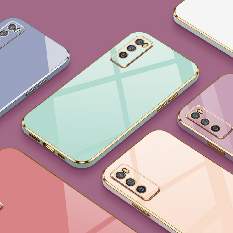 Carcasă pentru vivo V20 SE, Vivo Y70, carcasă de telefon V20SE, placare luxoasă, margine dreaptă, TPU, moale, V2022 V2023, rezistentă la șocuri cu cameră_voghion.com