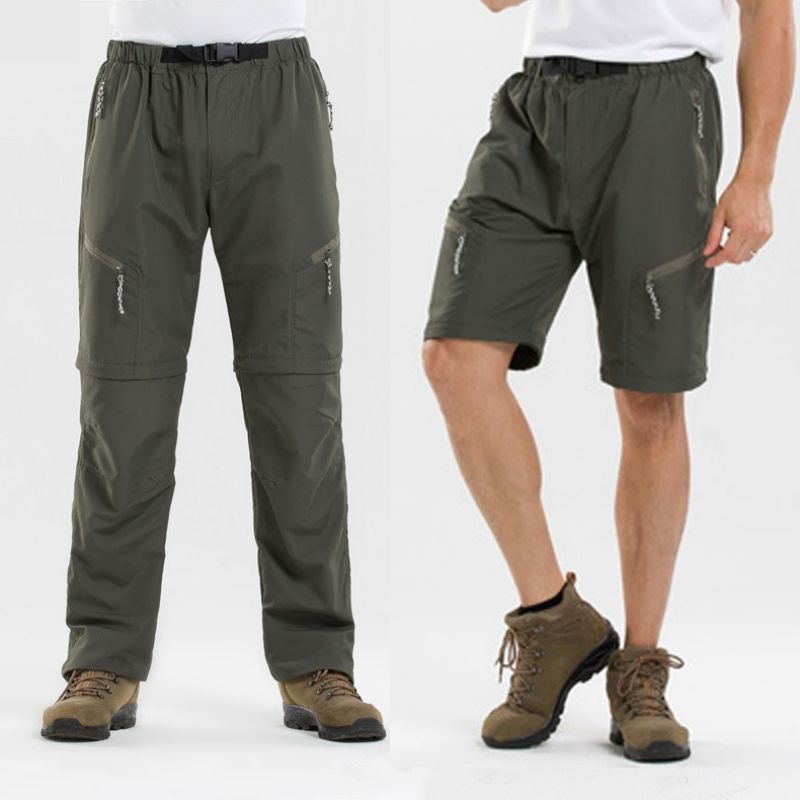 Erkek Moda Dönüştürülebilir Hızlı Kuru Zip Açık Yürüyüş Pantolon Koşu Koşu Nefes Alabilen Pantolon Şort_voghion.com