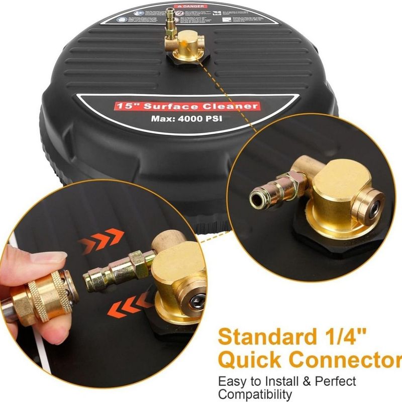15-Inch Heavy Duty Surface Cleaner Kit For Pressure Washers - 4000 PSI Dual Nozzles With Extension Wand, Fast Stain Removal Tool For Driveways & Patios, High-Efficiency & Durable_voghion.com