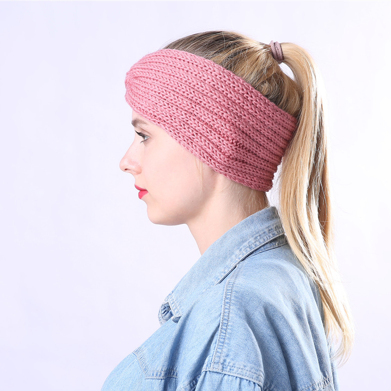 Accessori per capelli in maglia autunnale e invernale con fasce incrociate, fasce sportive da donna in lana elastica calda_voghion.com