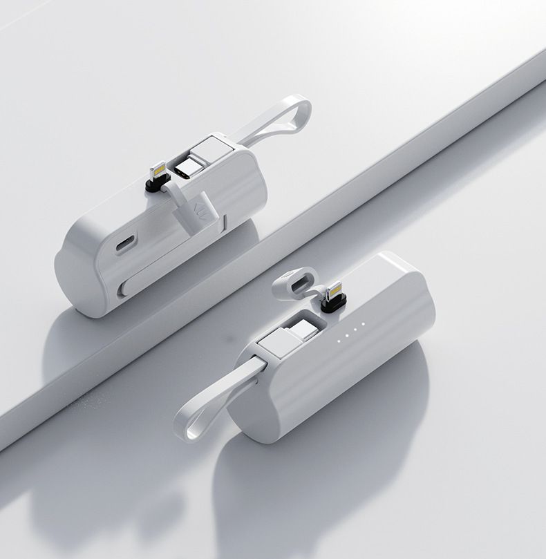 Mini 5000mAh Tasche Kapsel Bank Mit Gebaut-in Kabel Tragbare Geschenk Mobile Power KC Zertifizierung_voghion.com