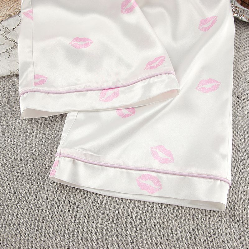 Damen Nachtwäsche Bedruckte Unterwäschehose Langarm Dreiteiliger Pyjama Damen Herbst Lockere und bequeme Heimkleidung_voghion.com