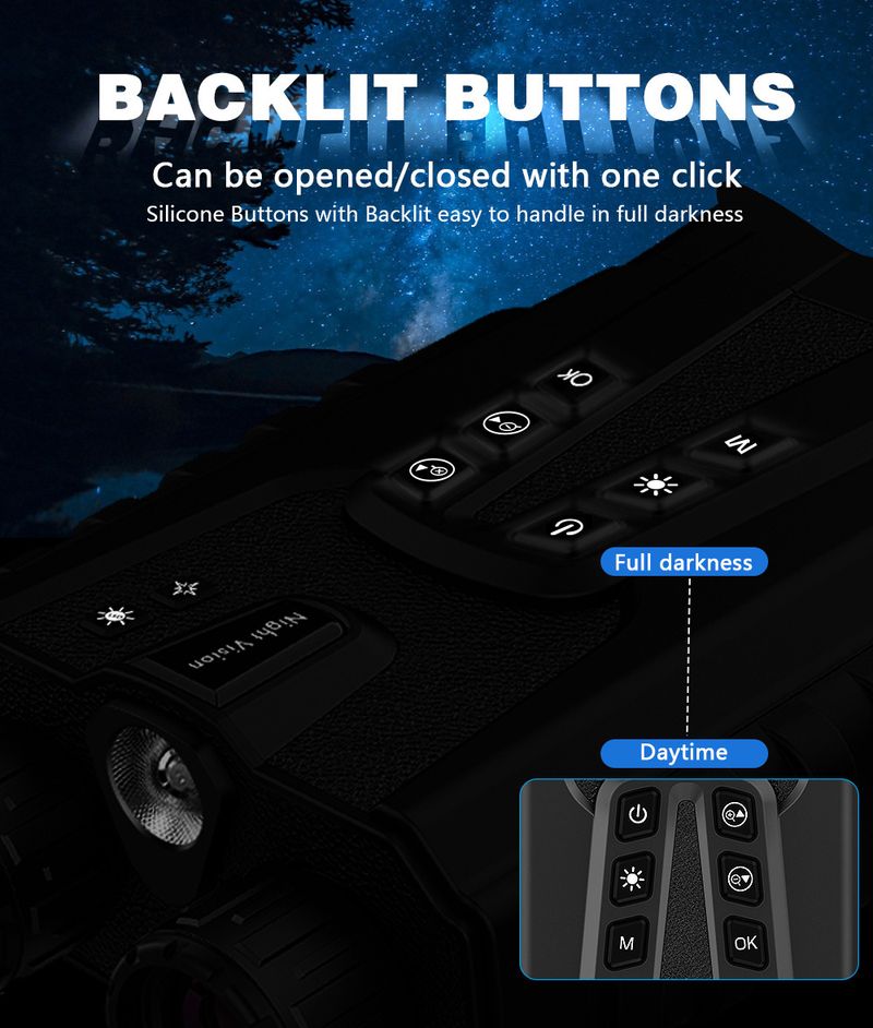DT49 Nuovo binocolo HD per birdwatching, foto e video, portatile, per esterni, con visione notturna a colori e in condizioni di scarsa illuminazione_voghion.com