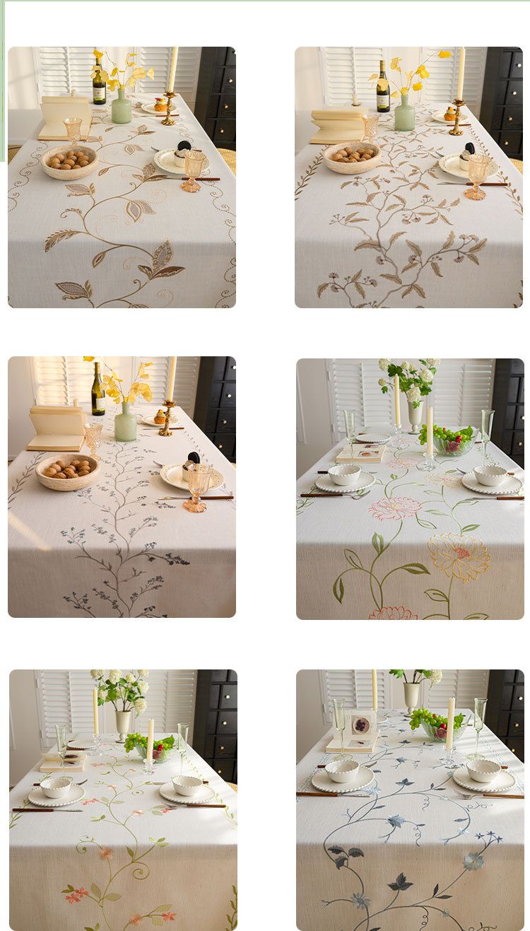 2025 Embroidered Nordic Cotton And Linen Tablecloth Light Luxury High-end Coffee Table Tablecloth Rectangular Cover_voghion.com
