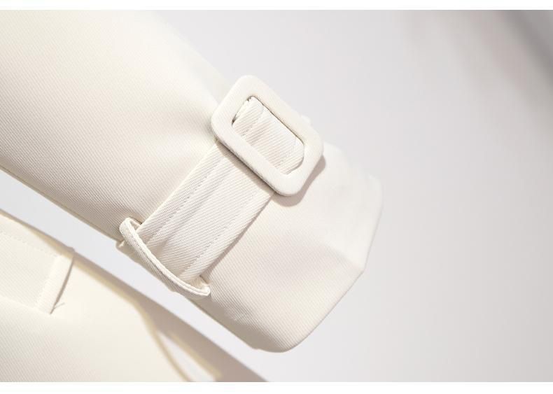 Elegante trench da donna - Giacca a doppio strato di media lunghezza, vestibilità slim, con cintura, collo polo, classico stile britannico per taglie da piccole a grandi_voghion.com