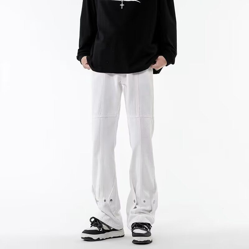 Bitte beachten Sie die Größentabelle! Please refer to the size chart in the picture American haute couture buttoned black jeans Instagram trendy _voghion.com