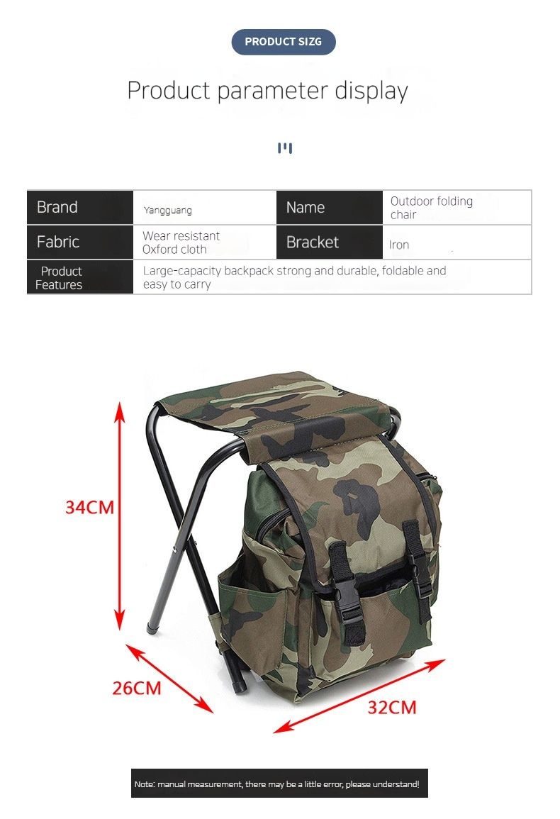 Camouflage Leisure õues kaasaskantav matkaseljakott tool, kokkupandav kalastuspink, telkimine_voghion.com