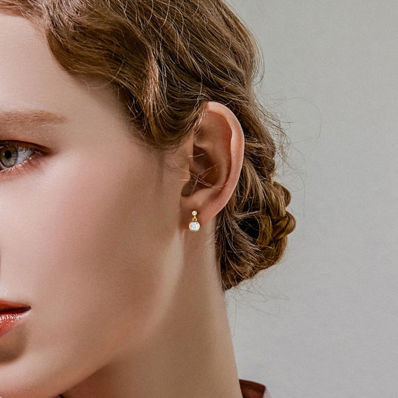 Pendientes minimalistas de doble diamante para mujer, plata de ley S925, elegantes aros geométricos, sencillos y con estilo._voghion.com