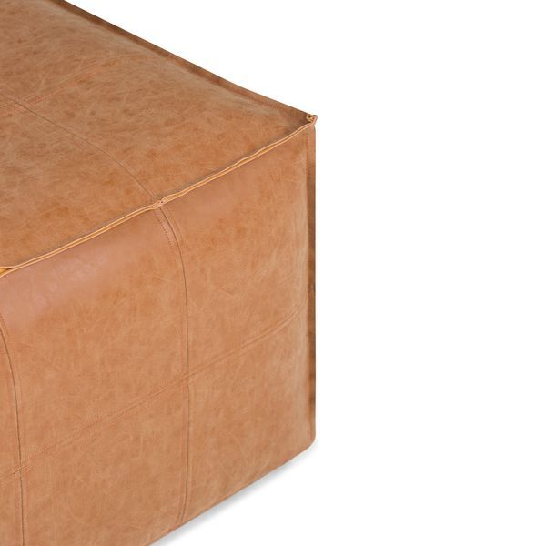 Brody - Large Square Coffee Table Pouf - Distressed Brown_voghion.com