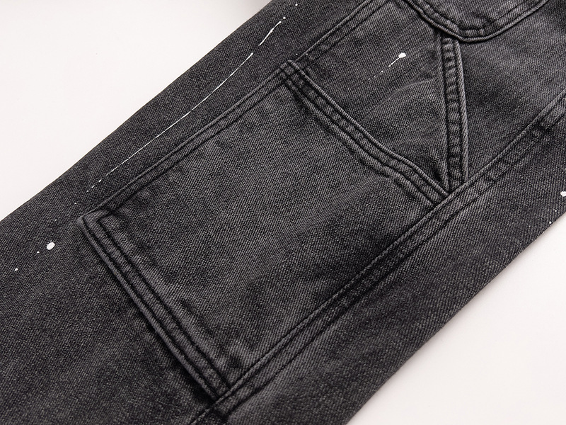 Pantaloni antispruzzo artificiali a gamba dritta in jeans elasticizzati di marca retrò e alla moda per coppie di uomini e donne_voghion.com
