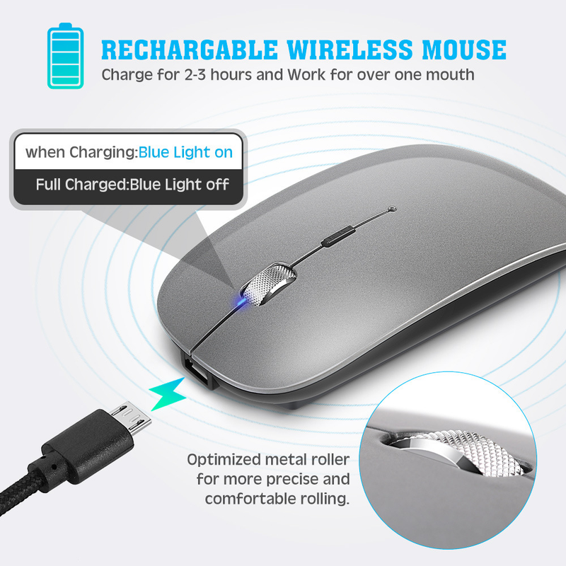 Digitex Digitex New Rechargeable Metal Roller Bluetooth Dual Mode Mouse For MacBookPro Laptop USB_voghion.com