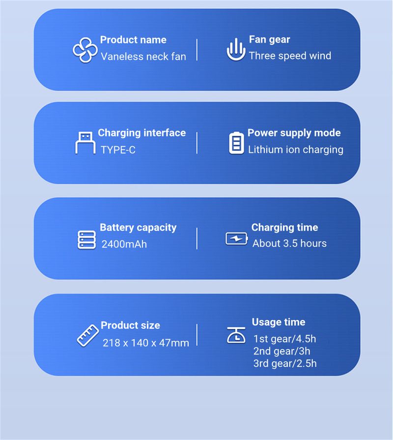 Ventilatore da collo pieghevole 2024 nuovo transfrontaliero con ricarica USB, display digitale, silenzioso, portatile, mini ventilatore da esterno_voghion.com