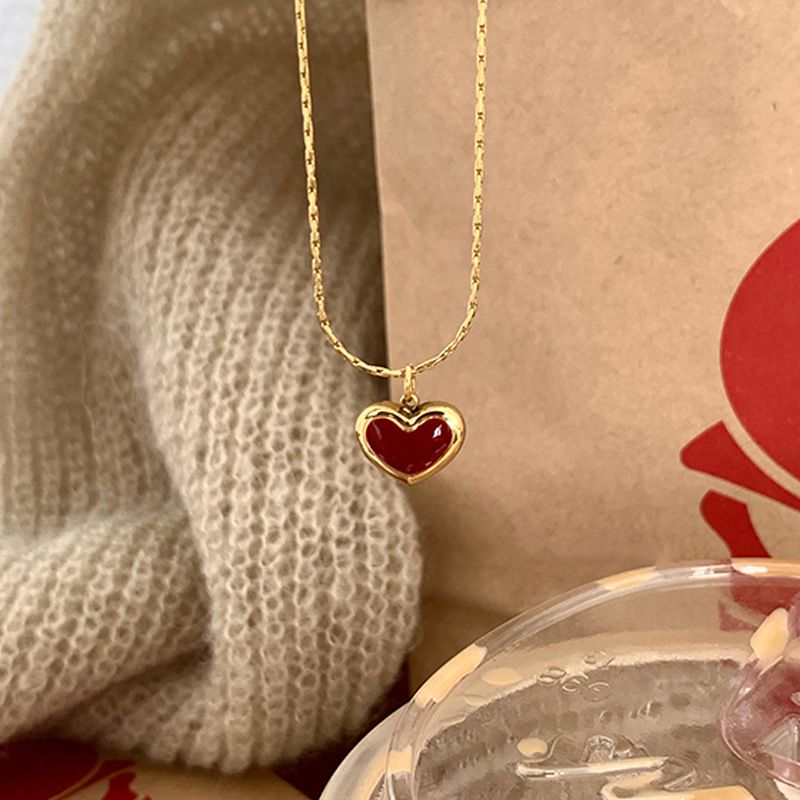 Collana a forma di cuore in acciaio al titanio, famosa su Internet, con un senso di lusso, semplicità, temperamento, clavicola_voghion.com
