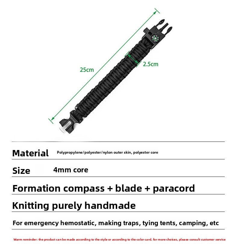 Survival Multifunctional 5-in-1 Outdoor Paracord Camping Adventure Seven-Core Bracelet_voghion.com