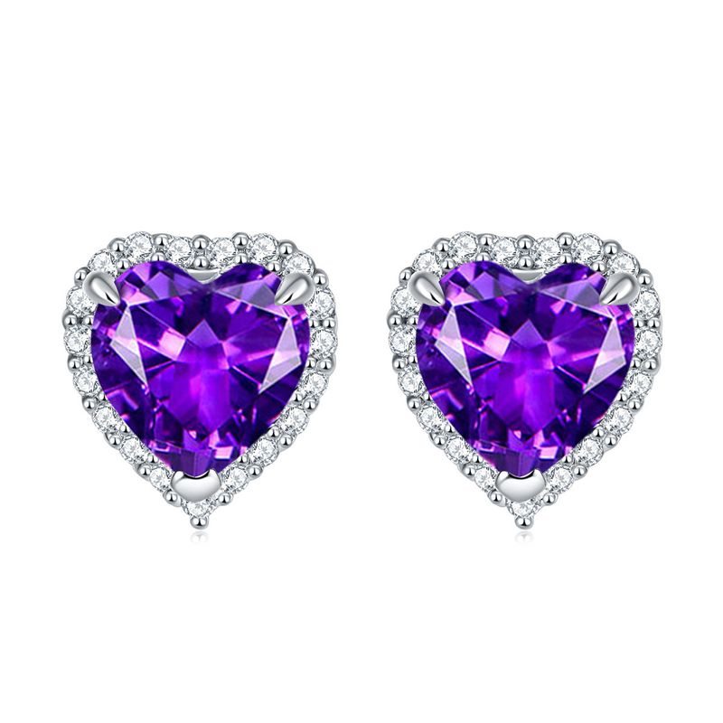 Love Birthstone Ohrringe - Minimalistische Ohrstecker aus S925 Sterlingsilber mit farbigen Edelsteinen (Schmuck als Geschenk zum 12. Monat auf Lager)_voghion.com