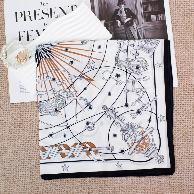 Interstellar Chorus Spring Summer Elegant Daily Commute Mulberry Silk Crepe Satin Scarf Sun Protection Shawl_voghion.com