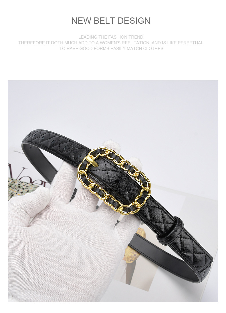 Leather women's belt with casual belt Women's leather two-layer cowhide belt Fine belt_voghion.com