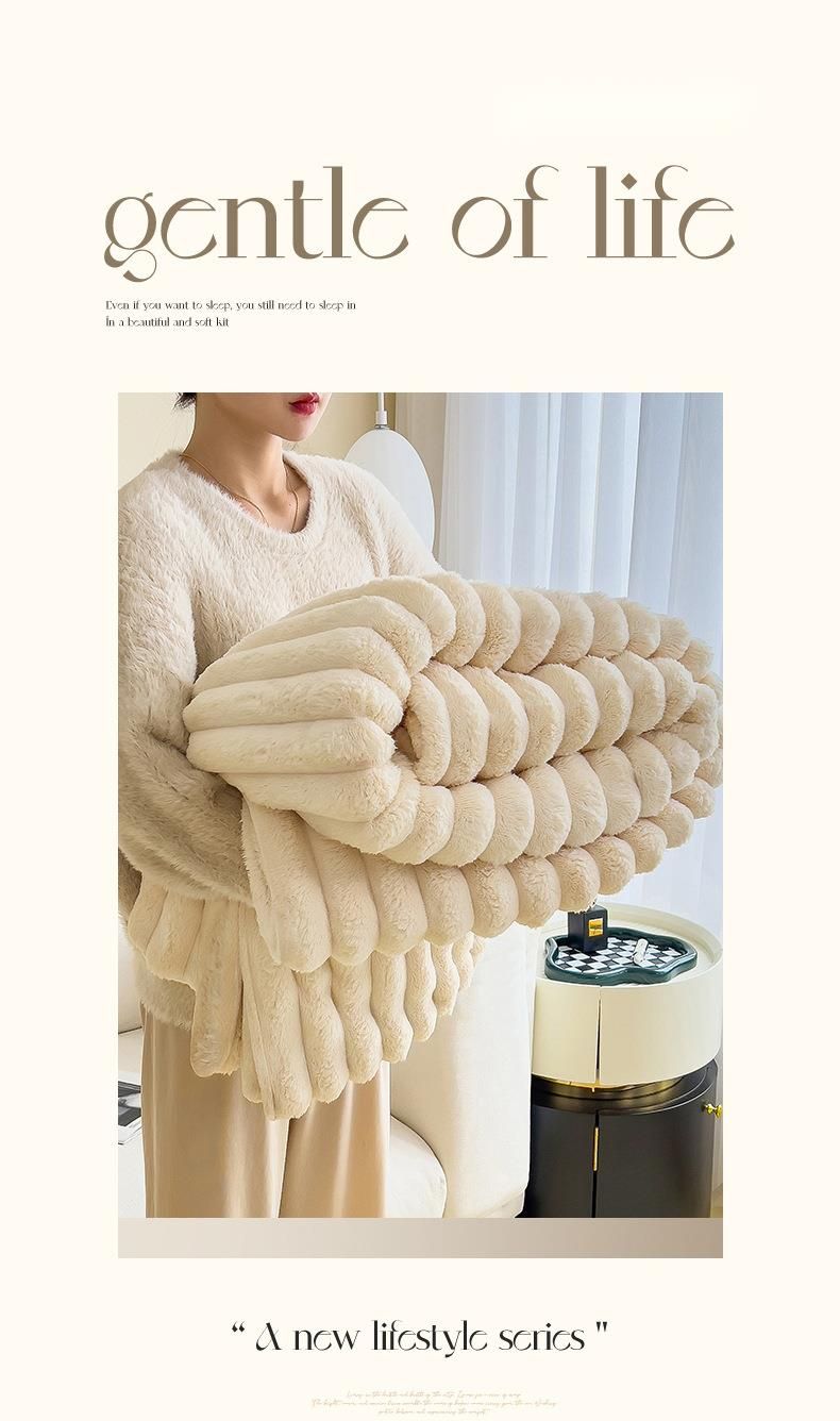 Kaninchenfell Multifunktionale Nickerchen Fleece Sommer Klimaanlage Kleine Sofa Überwurf Auto Decke_voghion.com
