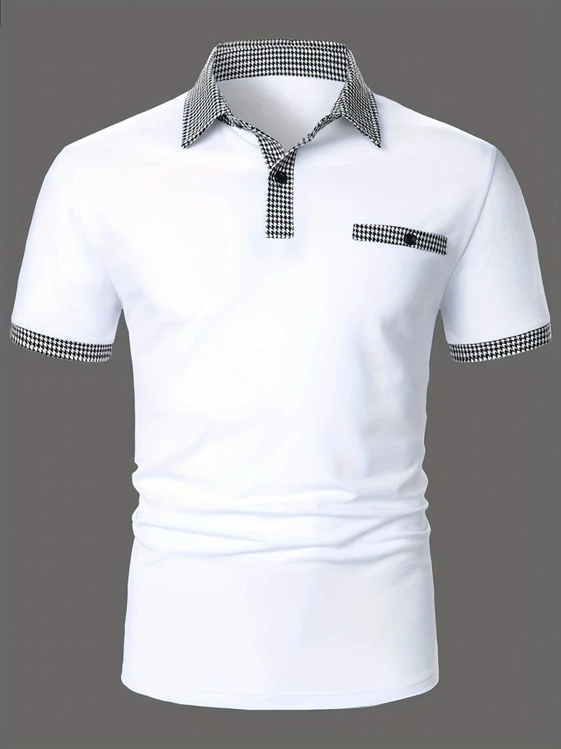 Zomershirt Thousand Bird Grid Korte mouwen Polo Kraag T-shirt Casual Fit Top Herenkleding_voghion.com